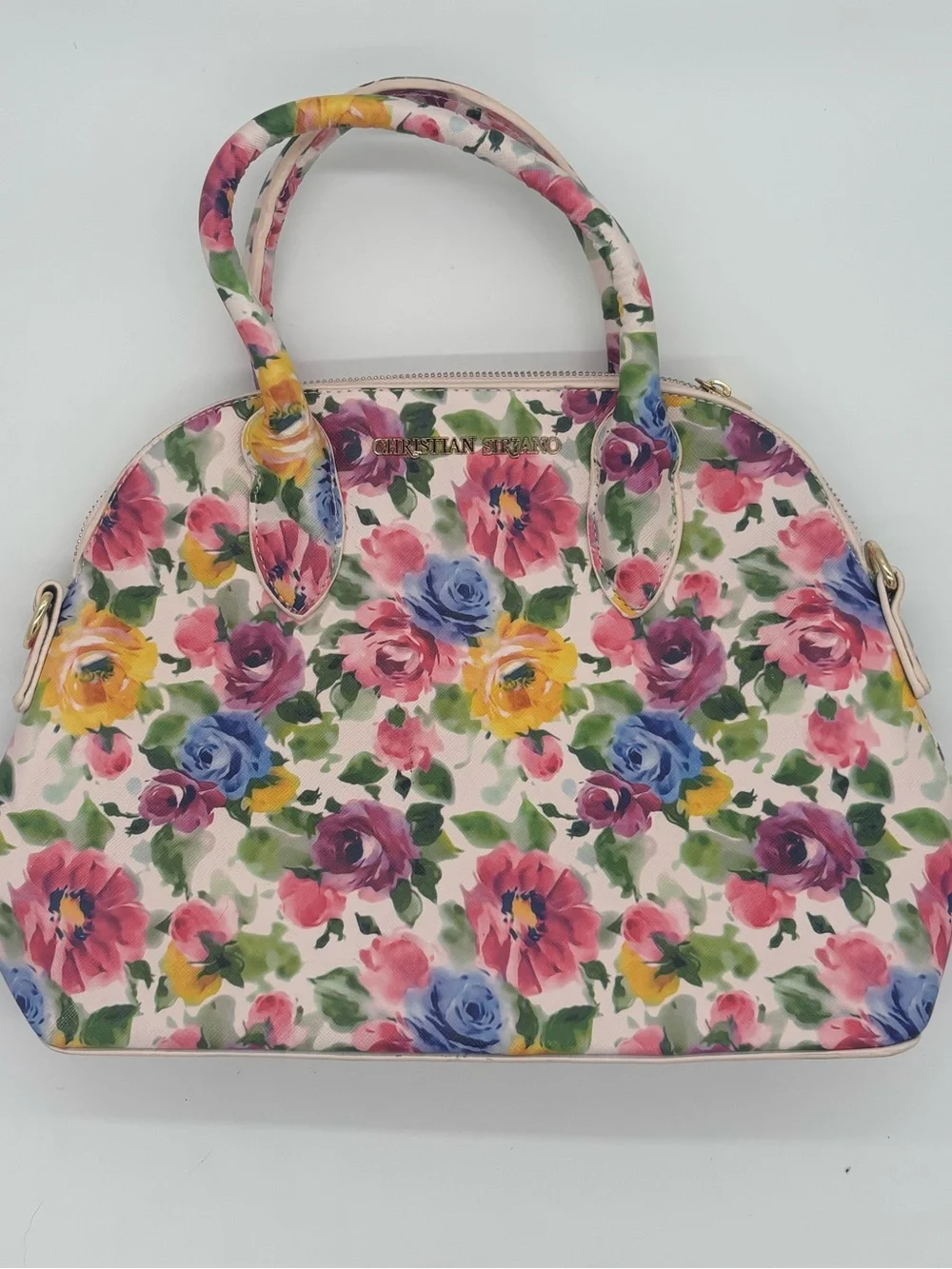 Floral Print Dome Satchel Handbag - Multicolor